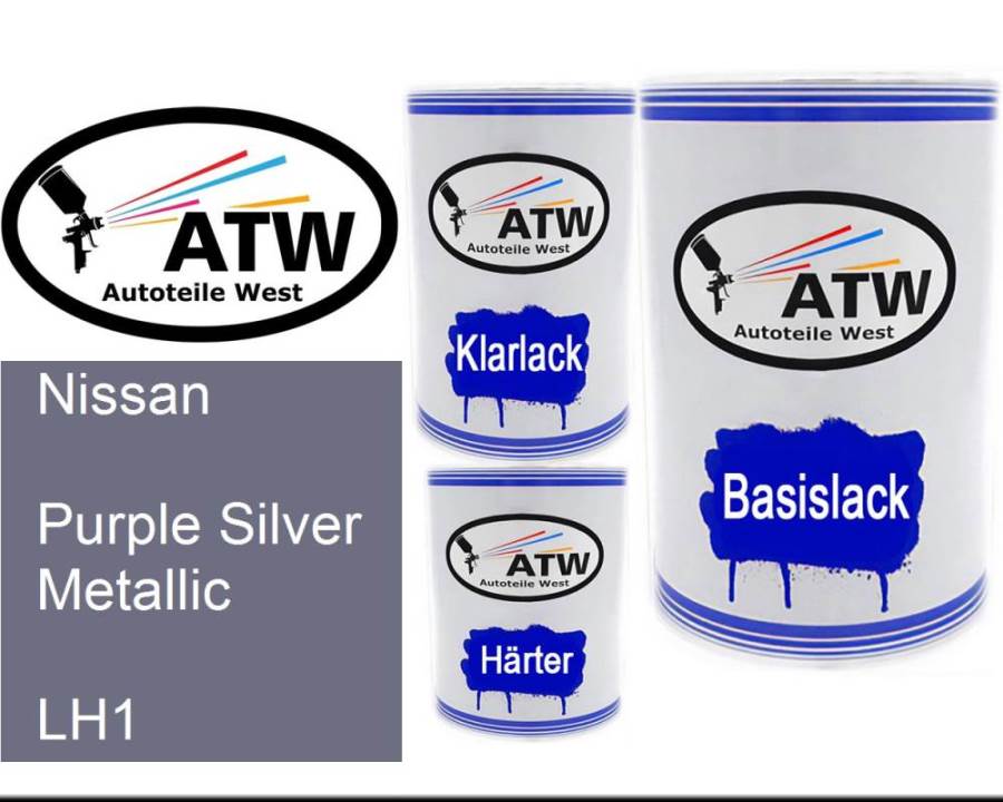 Nissan, Purple Silver Metallic, LH1: 500ml Lackdose + 500ml Klarlack + 250ml Härter - Set, von ATW Autoteile West.